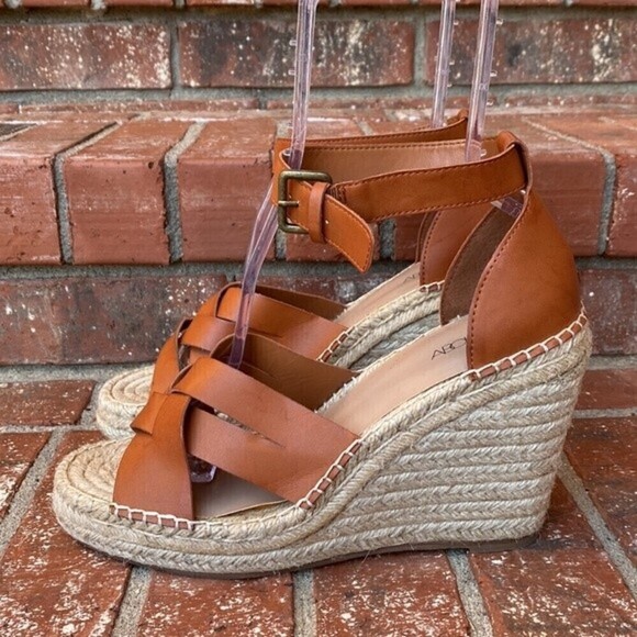 ABOUND Sayge Tan Faux Leather Espadrille Wedge Sandal Size 11 - Picture 3 of 9